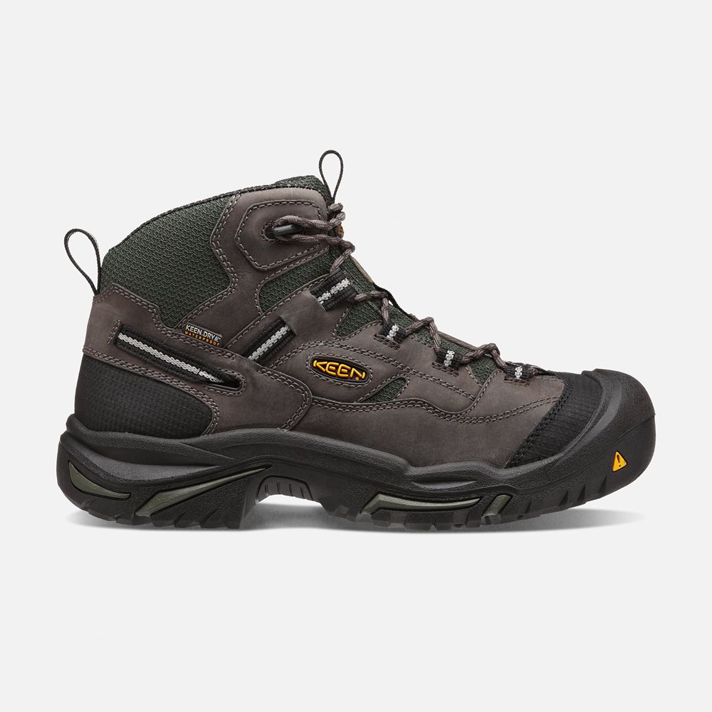 Keen Laarzen Heren Zwart Bruin - Braddock Waterproof Mid (Steel Toe) - 07193-FQZJ